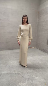 Vestido Ariadna Beige-Dorado