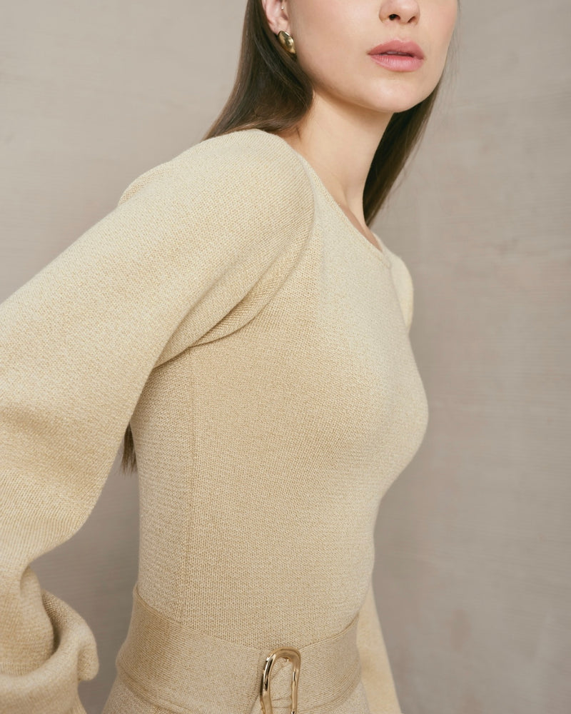 Vestido Ariadna Beige-Dorado