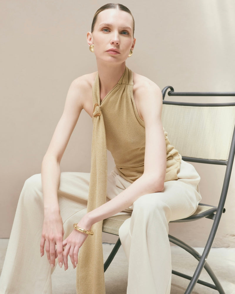 Top Afrodita Beige-Dorado