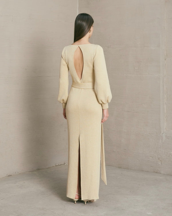 Vestido Ariadna Beige-Dorado