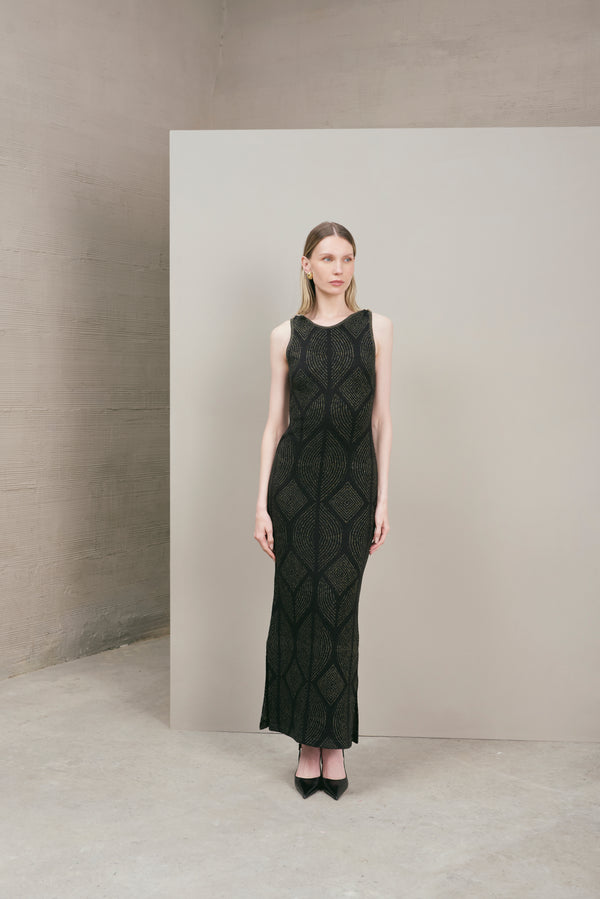 Vestido Atenea Negro-Dorado