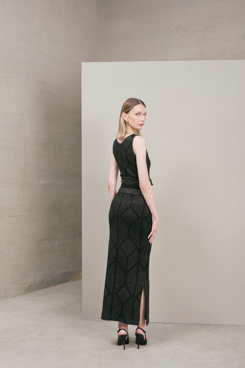 Vestido Atenea Negro-Dorado