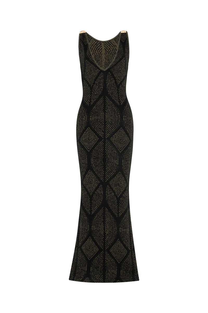 Vestido Atenea Negro-Dorado